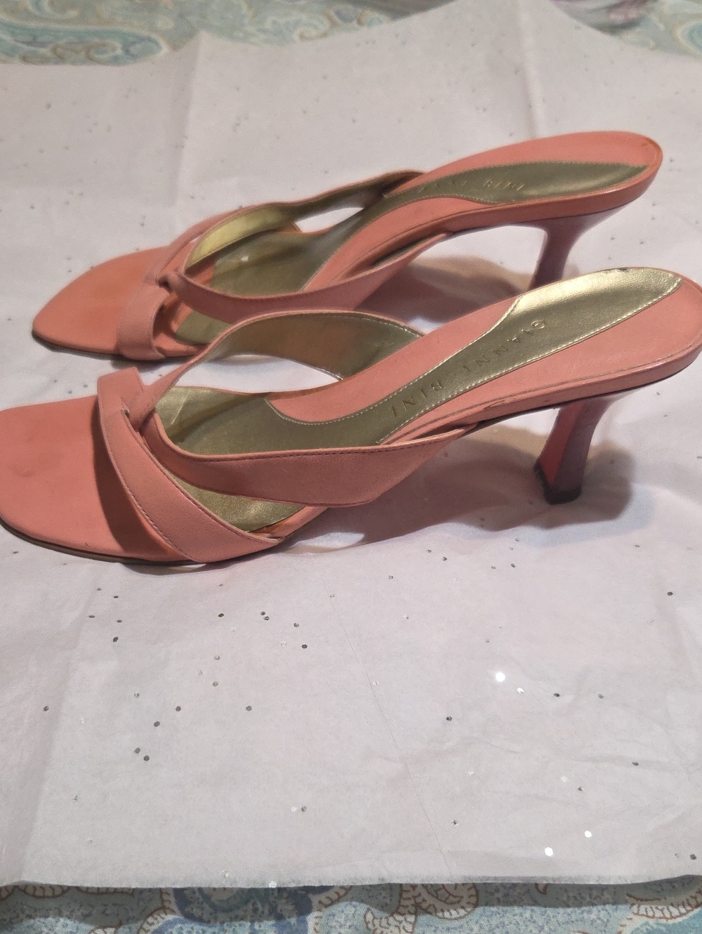 Vintage Gianni Bini Coral Pink Open-Toe Slip-On Heels